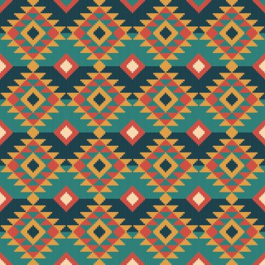 Yerli Amerikan Kusursuz, Etnik desenli Soyut Navajo tarzı arkaplan, duvar kağıdı, vektör illüstrasyonu, tekstil, kumaş, giysi, batik, halı, nakış