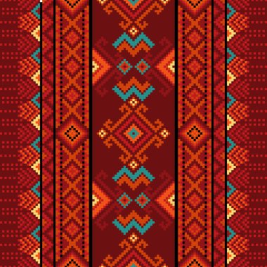 Red Navajo Native American indian ,ethnic pattern,abstract tribal traditional design for carpet ,print,wrap,decorative,illustration. clipart