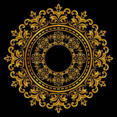 Altın çiçekli süs, altın desenli tasarımın vektör çizimi.