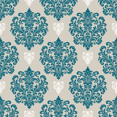 Damask Deseni, Tekstil ve Duvar kağıtları için Klasik Süslü Tasarım.