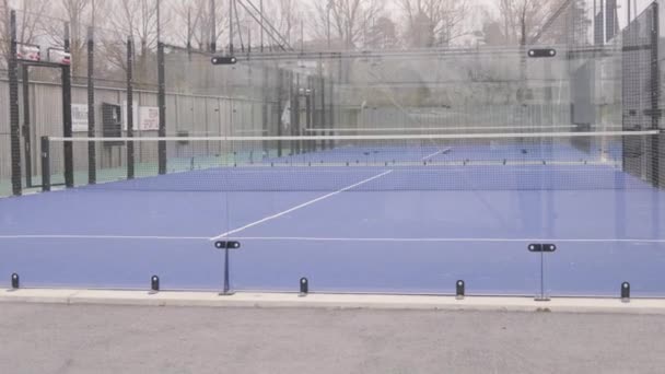 Outdoor Blue Paddle Court Grey Weather Sweden High Quality Footage — Stock Video