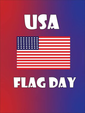 ABD Bayrak Günü 'nü kırmızı ve mavi eğimli arka planda Amerikan bayrağını gösteren bu canlı vektör illüstrasyonuyla kutlayın. Vatansever olaylar, dijital medya ve eğitim materyalleri için mükemmel.