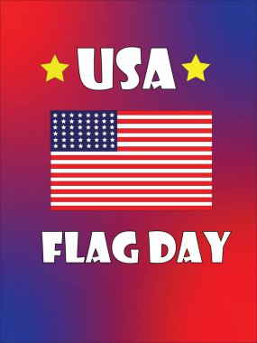 ABD Bayrak Günü 'nü kırmızı ve mavi eğimli arka planda Amerikan bayrağını gösteren bu canlı vektör illüstrasyonuyla kutlayın. Vatansever olaylar, dijital medya ve eğitim materyalleri için mükemmel. 