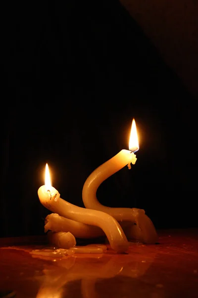 Burning Candle Dark Background — Stock Photo, Image