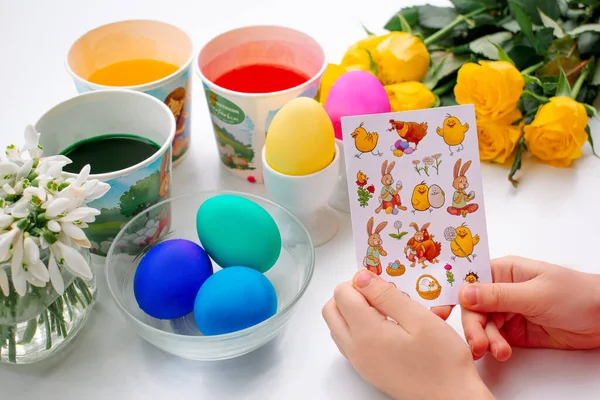 Zbarvení Vajíček Velikonoce Diy Krok Krokem Krok — Stock fotografie