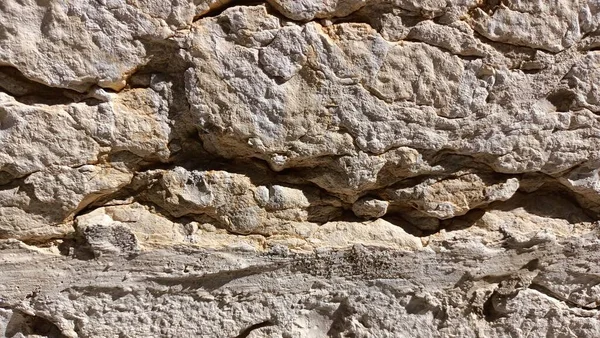 Wall House Made Natural Stone Which Large Cracks High Quality — Stock Photo, Image
