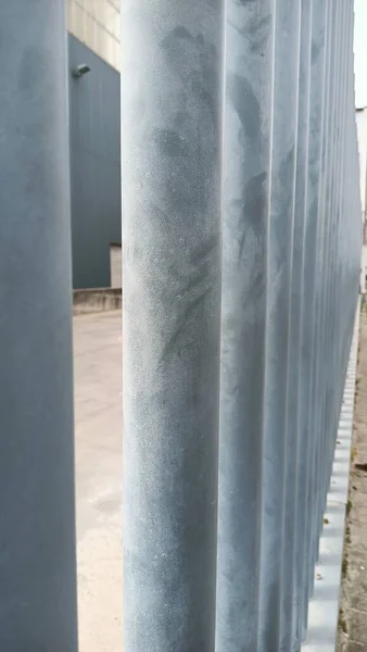 High Fence Made Thick Metal Pipes Glass Factory High Quality — Foto de Stock