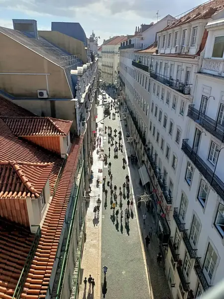 Κάτοψη Των Δρόμων Και Των Σπιτιών Στη Λισαβόνα Κεραμικά Πλακάκια — Φωτογραφία Αρχείου