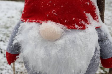 Yumuşak karla kaplı, kışın neşeli ruhunu güzel bir şekilde somutlaştıran enfes ve büyüleyici bir cüce.