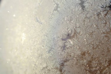 A closeup view of intricate and delicate frost formations that beautifully create an enchanting winter scene clipart