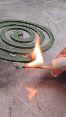 Görüntü, böcekleri etkin bir şekilde püskürtmek için bir sivrisinek bobinini ustalıkla yakan bir eli gösteriyor.