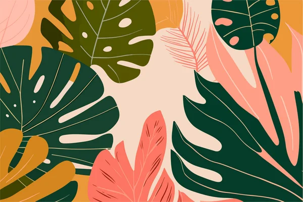 Yapraklı duvar kağıdı, renkli bitkiler, yaz zamanı konsepti, pastel renkler arka plan