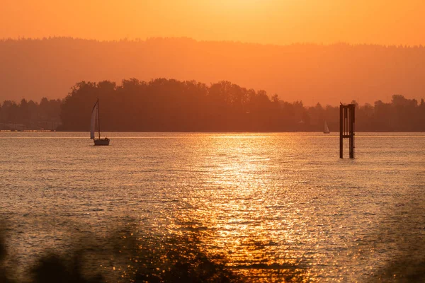 Goldene Stunde Sonnenuntergang Columbia River Von Vancouver Washington Waterfront — Stockfoto