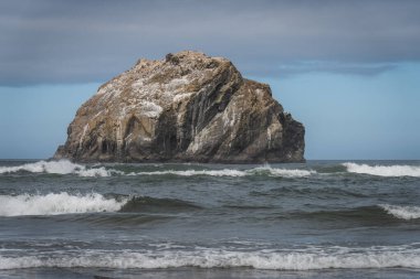 Oregon kıyısındaki Bandon 'da Face Rock deniz yığınları