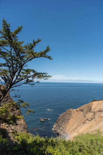 Krásný Výhled Velký Modrý Tichý Oceán Drsné Útesy Pobřeží Oregonu — Stock fotografie