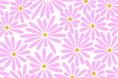 Mor renkli çiçeklerin kusursuz deseni, çiçekli arka plan