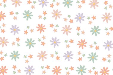 Renkli çiçek vektör illüstrasyonunun kusursuz deseni