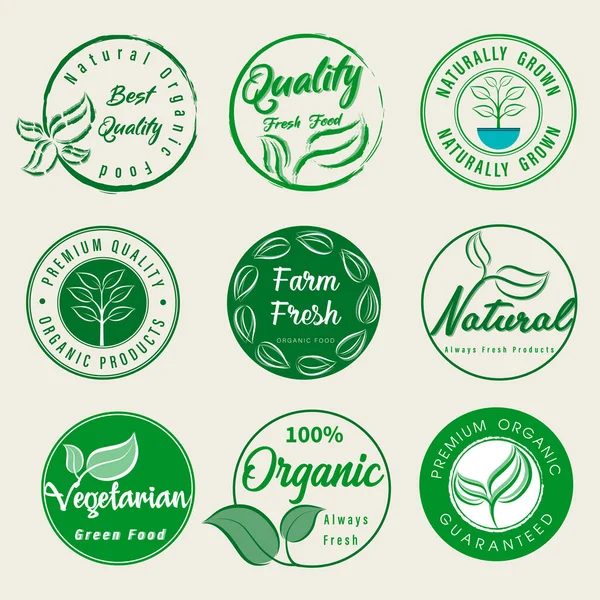 Alimentos Orgánicos Alimentos Naturales Alimentos Saludables Logotipos Productos Orgánicos Naturales — Vector de stock
