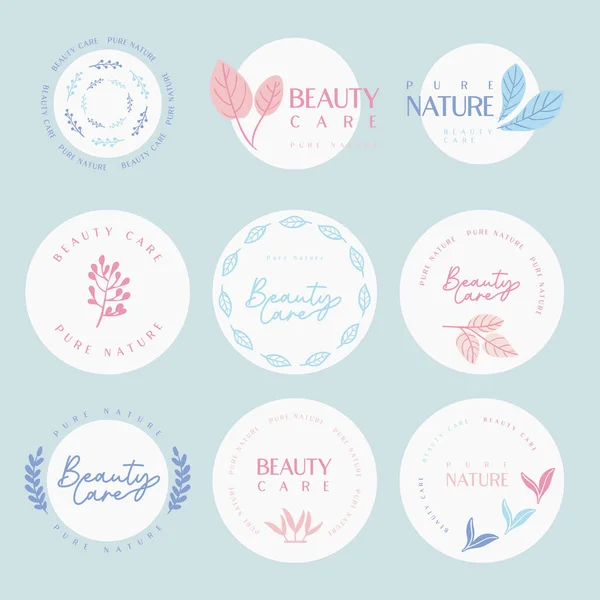 Colección Logotipo Icono Para Belleza Cosméticos Spa Bienestar Productos Naturales — Vector de stock