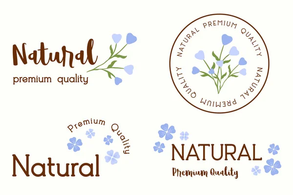 Conjunto Producto Natural Orgánico Logotipo Vida Saludable Pegatinas Insignias — Vector de stock