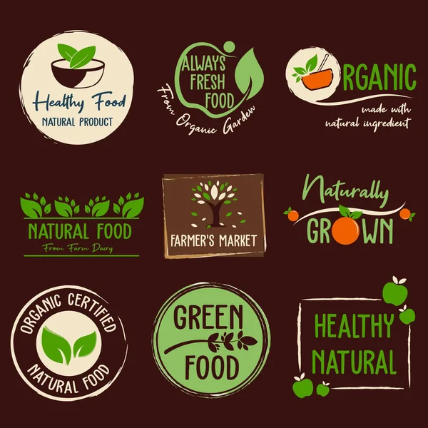 Vida Sana Alimentos Ecológicos Alimentos Naturales Productos Ecológicos Promoción Productos — Vector de stock