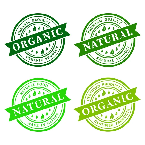 stock vector Organic food, healthy life and natural product logo, signs, labels. Vector illustration for marketing, packaging design, organic and natural products promotion.