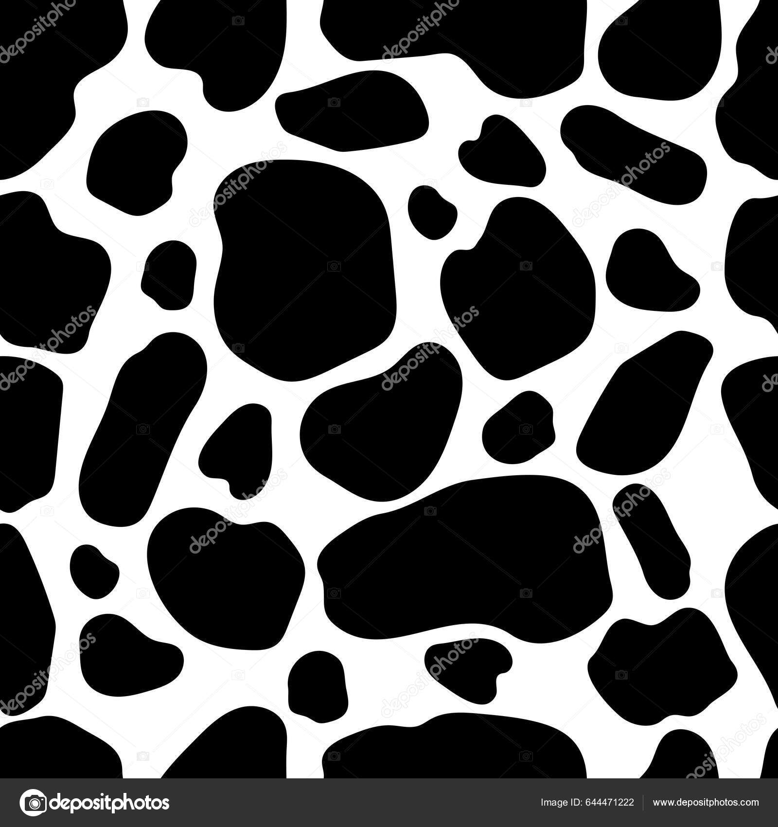 Vector Black Cow Print Pattern Animal Seamless Cow Skin Abstract