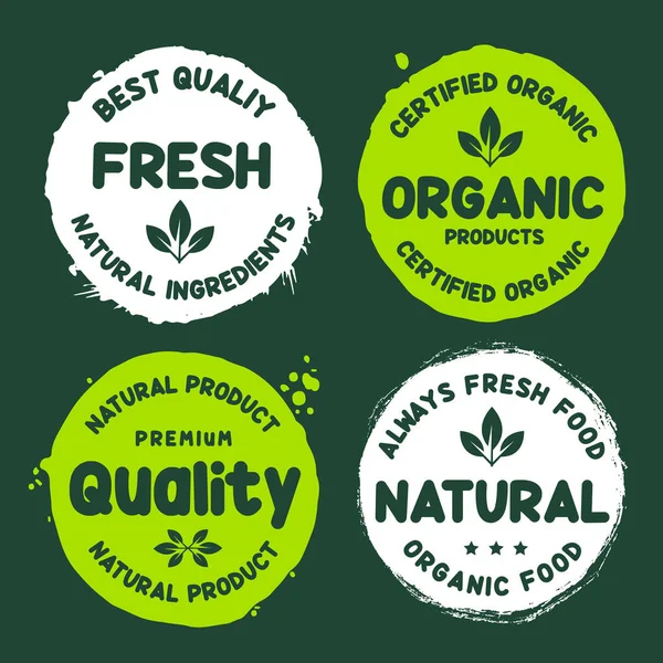 Alimentos Orgânicos Alimentos Naturais Alimentos Saudáveis Logotipos Produtos Orgânicos Naturais — Vetor de Stock