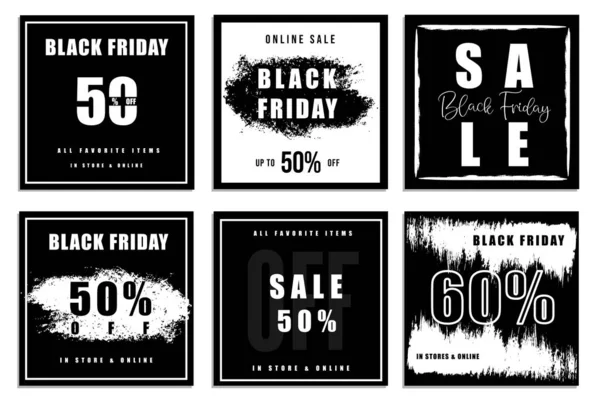 Black Friday Social Media Sale Website Banners Shopping Sale Product — Stock Vector