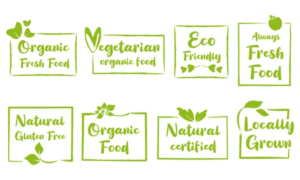 Alimentos Ecológicos Productos Naturales Vida Sana Granja Fresca Para Promoción — Vector de stock