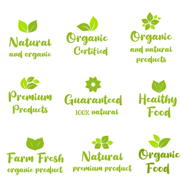 Βιολογικά Τρόφιμα Φυσικά Προϊόντα Υγιεινή Ζωή Και Φρέσκα Αγροκτήματα Για — Διανυσματικό Αρχείο