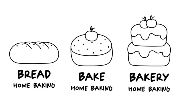 Icono Panadería Artículos Panadería Productos Pan Para Panadería Cafetería — Archivo Imágenes Vectoriales