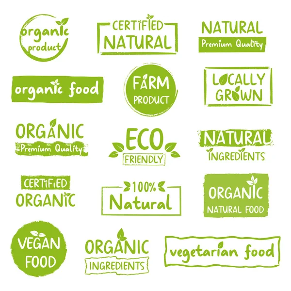 Alimentos Ecológicos Productos Naturales Vida Sana Granja Fresca Para Promoción — Vector de stock