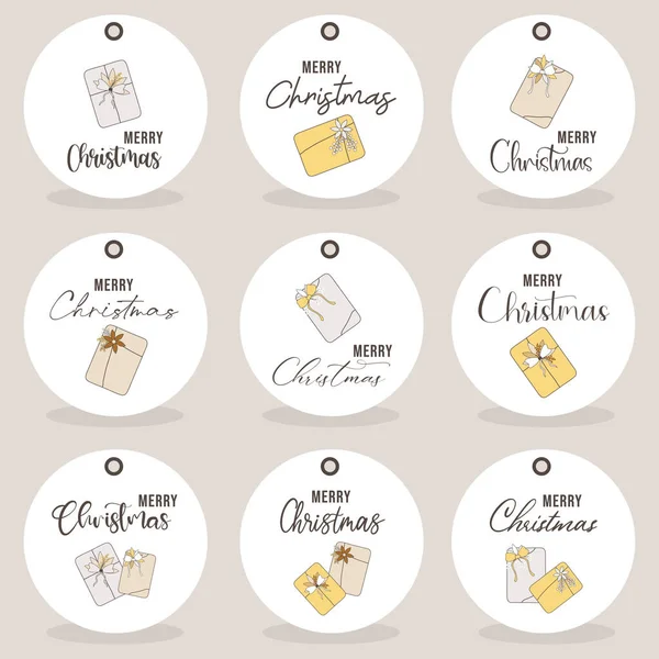 Merry Christmas Happy New Year Printable Gift Tags — Stock Vector