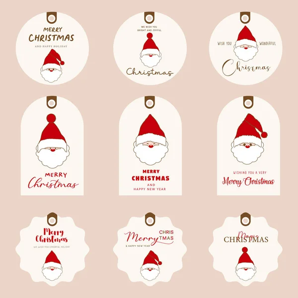 Marcadores Natal Felizes Etiquetas Presente Para Impressão Natal — Vetor de Stock