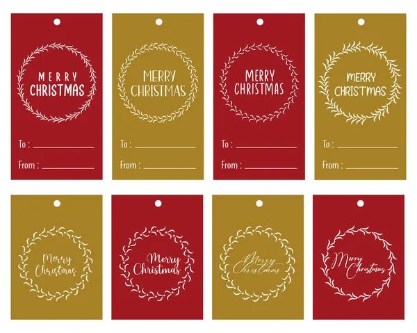 Feliz Navidad Conjunto Etiquetas Etiquetas Regalo Imprimibles Navidad — Vector de stock