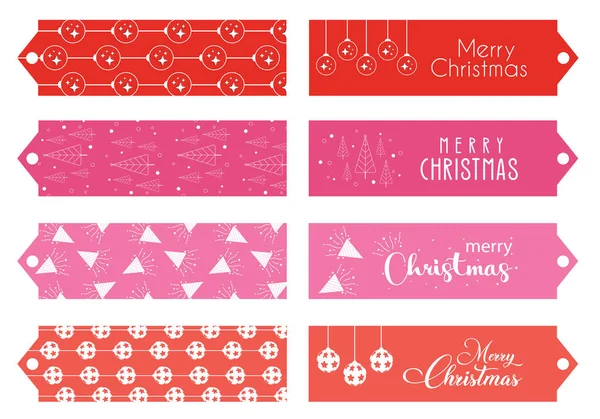 メリークリスマスタグセット クリスマス印刷可能なギフトタグ — ストックベクタ