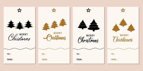 Frohe Weihnachten Geschenk Tags Mit Typografie — Stockvektor