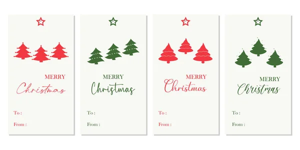 Merry Christmas Gift Tags Set Typography — Stock Vector