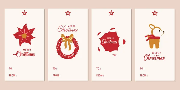 Joyeux Noël Étiquettes Serties Typographie Étiquettes Cadeaux Imprimables Noël — Image vectorielle
