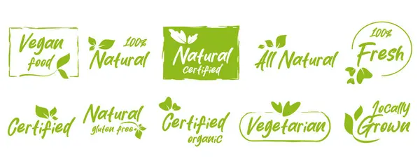 Alimentos Orgánicos Pegatinas Productos Naturales Insignia Etiqueta Para Productos Orgánicos Vector De Stock