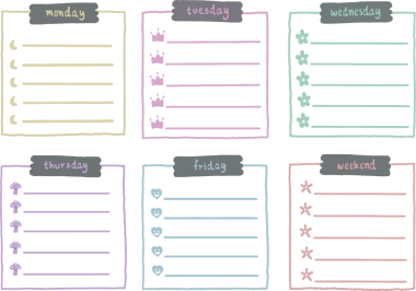 Planlayıcı etiketleri, yapışkan kağıt notlar, boş defter sayfaları, etiketler, not kağıdı çıkartmaları, günlük planlayıcı veya albüm dekorasyonu ögeleri.