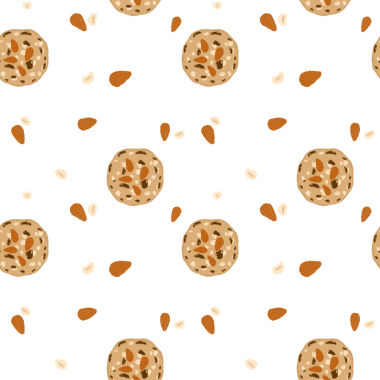 Badem yulafı ve çikolata parçalı kurabiye deseni baskı, kesim, idealler, duvar çıkartmaları ve daha fazla dekorasyon için kusursuz..