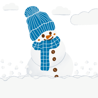 Mavi şapkalı ve eşarplı sevimli kardan adamı izole et..