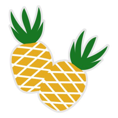 Doğal tropikal meyveler. Organik meyve ya da vejetaryen yemek. Ananas soyut el çizim biçimi. 