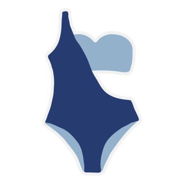 Beyaz arka planda yaz tatilini izole et. Bikini gibi çeşitli plaj ve yazla ilgili eşyaların yer aldığı çıkartma.