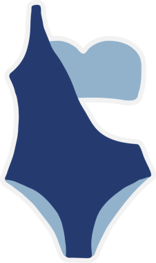 Beyaz arka planda yaz tatilini izole et. Bikini gibi çeşitli plaj ve yazla ilgili eşyaların yer aldığı çıkartma.