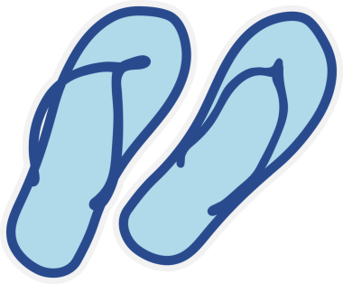 Sahilde ve yazla ilgili sandalet gibi çeşitli eşyaların yer aldığı çıkartma.