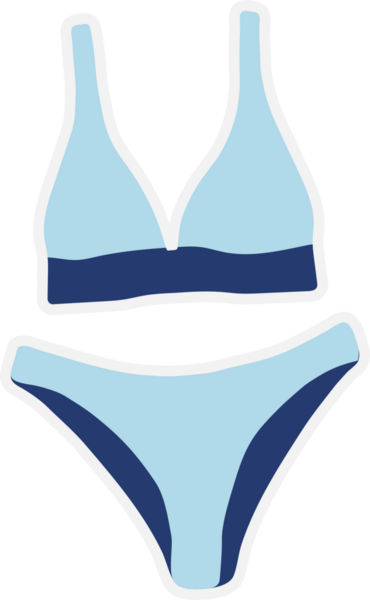 Beyaz arka planda yaz tatilini izole et. Bikini gibi çeşitli plaj ve yazla ilgili eşyaların yer aldığı çıkartma.