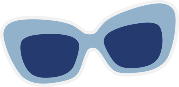 Sahilde ve yazla ilgili güneş gözlüğü gibi çeşitli eşyaların yer aldığı etiket.